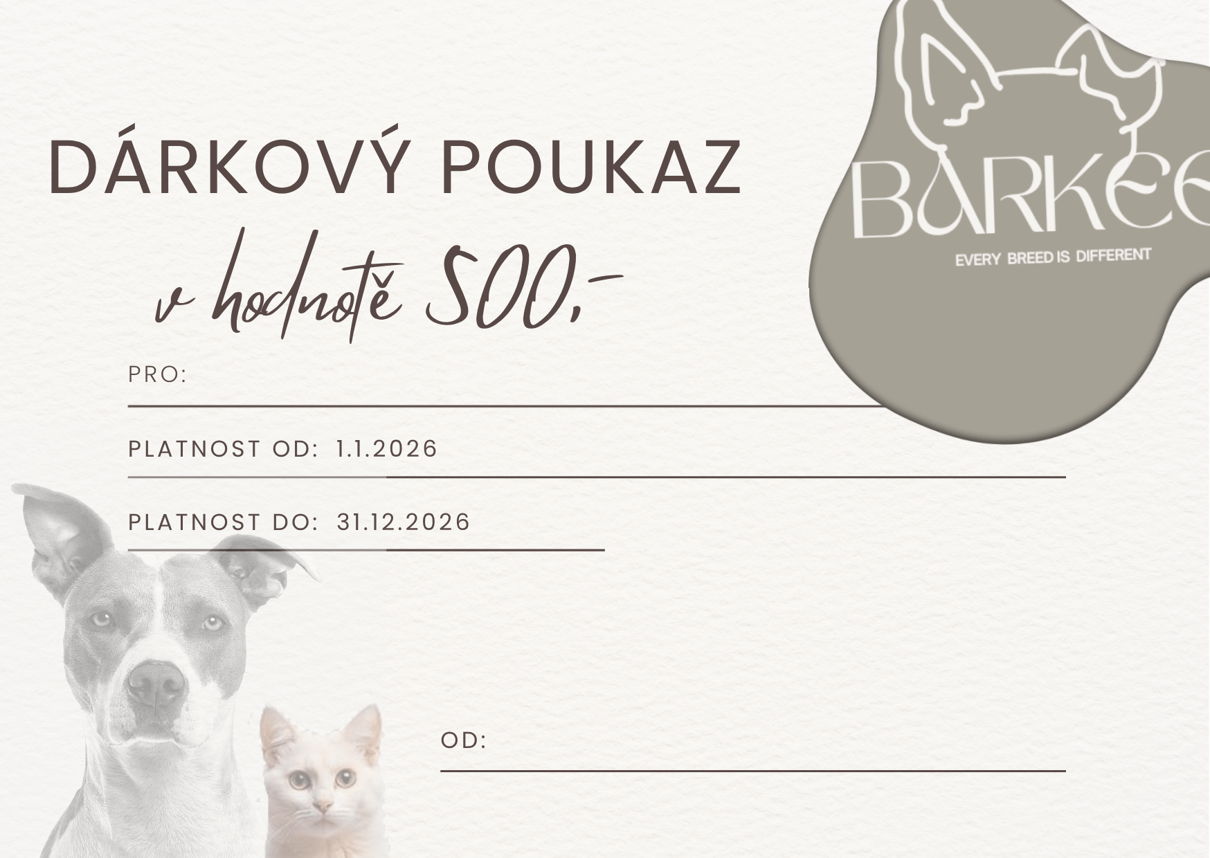 dárkový poukaz v hodnotě 500, - Barkee
